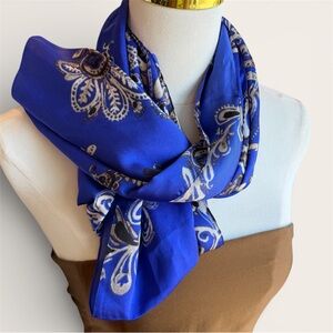 Big, Bold & Beautiful Scarf in Royal Purple-Blue Floral Paisley Design, 72”x24”